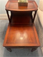 Pair of side tables, leatherette top