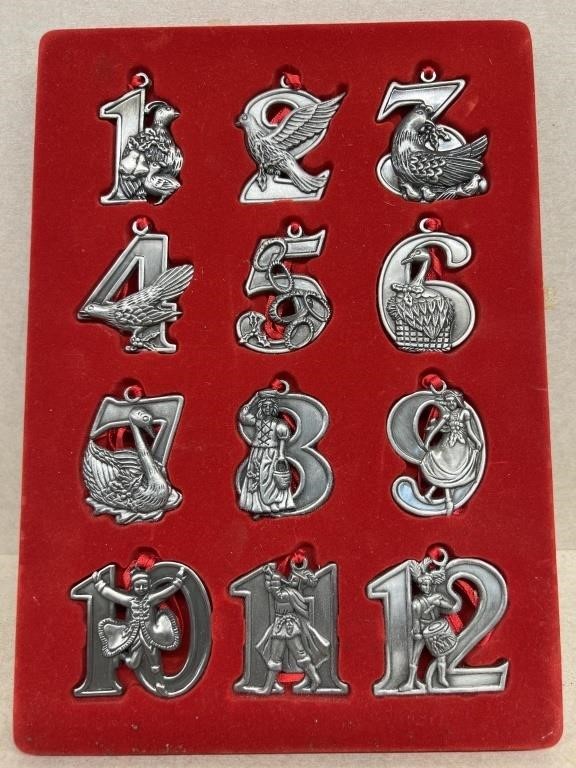 Pewter Christmas ornaments 12 days of Christmas