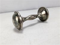 Vintage Silver Barbell Baby Rattle