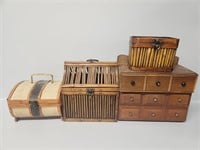 Wicker and Wood Treasure Chest, Wooden Drawers