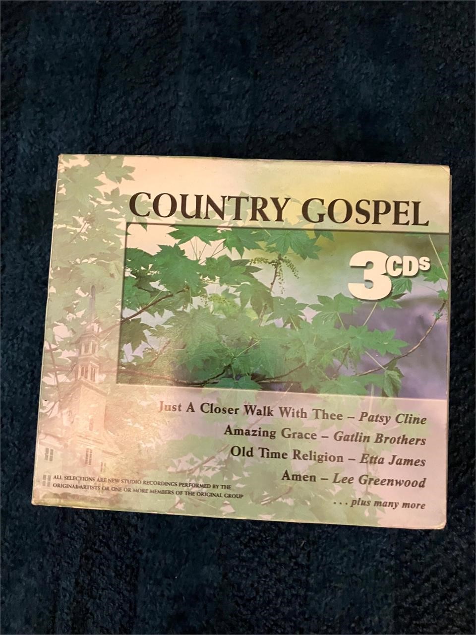 3 CDs country gospel, Patsy Cline, Lee Greenwood,
