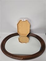Oval Mirror with Wooden Tray
