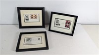 (3) Framed Commemorative Postage Stamps