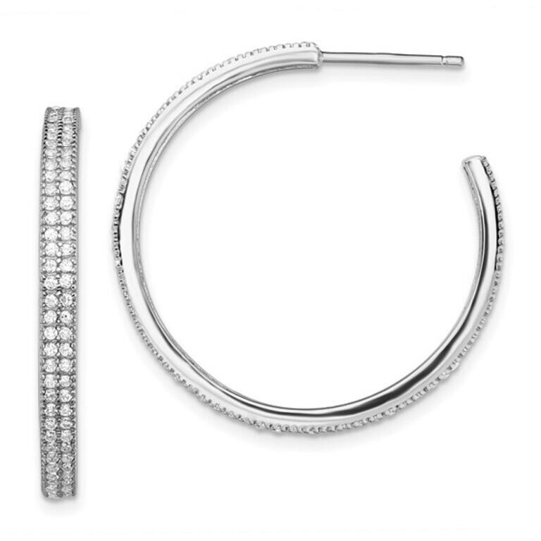 Sterling Silver Modern Design Hoop Earrings