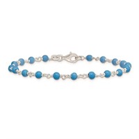 Sterling Silver Natural Turquoise Bead Bracelet