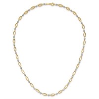 14 Kt Two Tone Modern Link Bead Necklace