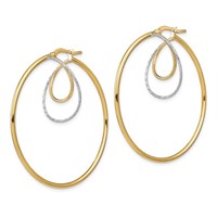 14 Kt Diamond Cut Circle Hoop Earrings