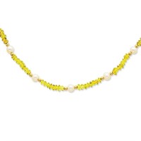 14 Kt Fresh Water Pearl Peridot Necklace