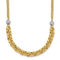 14 Kt 2 Strand Bead Two Tone Chan Necklace