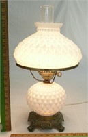 Diamond Quilted Milk Glass Lamp