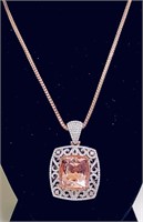 $30,700  21.53 cts Morganite & Diamond Necklace