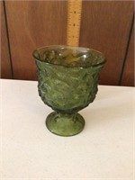 Green Crinkle Glass Vase