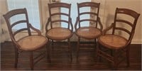 Four round bottom cane chairs (mixed)