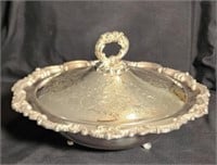 12" silverplate Footed serving dish with lid