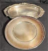 Mixed large silverplate serving trays