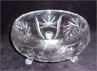 Pinwheel crystal footed bowl.