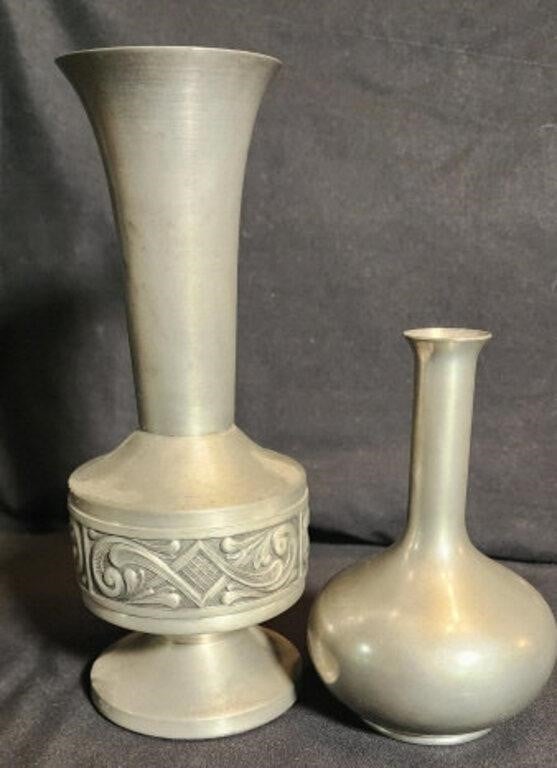 Metal vases 7" and 4"