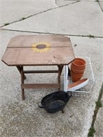 Small Wooden Table, Pots