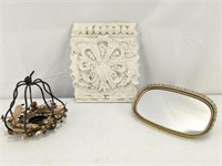 Vintage Stone Tile+Iron Candle Basket +Vanity Tray