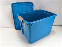 (1) Blue Plastic Storage Box w/Lid