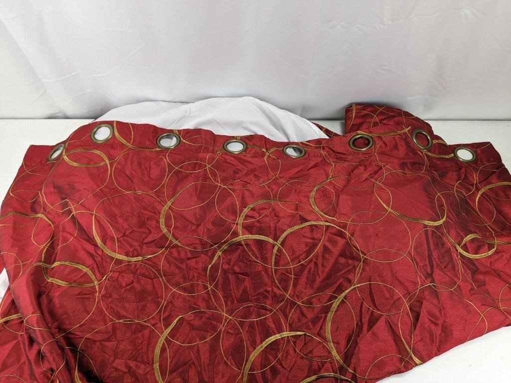 (4) Red and Gold Curtain Set