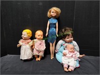 (4) Vintage Baby Dolls & Vintage 17" Doll