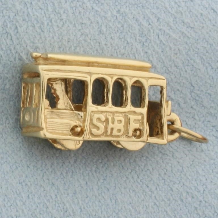 Mechanical Cable Car Pendant in 14k Yellow Gold