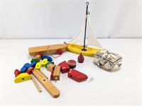 Wooden Boat Toy set + Shell Jewelry Box
