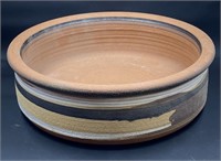 Striped Wide Shallow Pottery Bowl