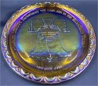 Carnival Glass Iridescent Liberty Bell Plate