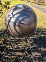 Metal gazing ball and stand