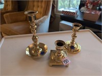 3 brass candle holders