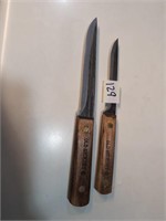2 Old Hickory wood handles knives
