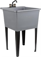 (DAMAGE) 21-Gallon Grey Utility Sink W/Faucet