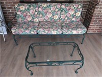 Iron patio set w couch, chairs, ottoman, coffee