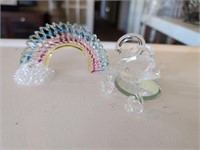 Glass swans and rainbow glassware
