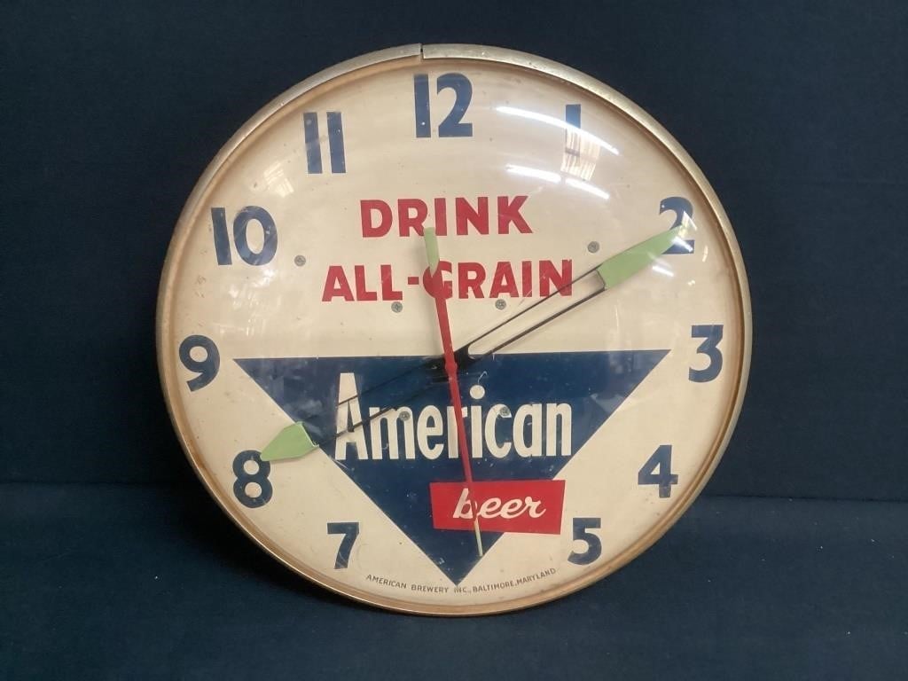 Vintage American Brewery Electric Wall Clock