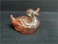 Carnival Glass Duck On The Nest