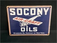 Vintage Socony Air-Craft Oils Porcelain Sign
