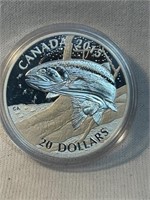 $20  2015 Fine Silver Coin - N.A. Sportfish: Rainb