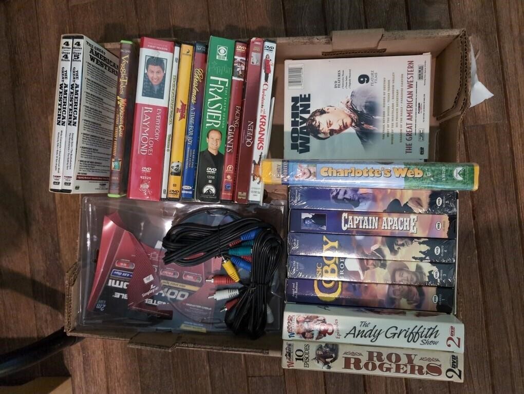 VHS, DVDs, cables