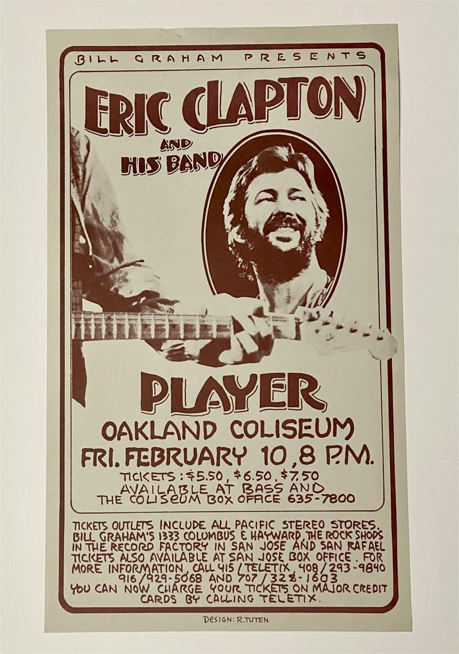 Eric Clapton & His Band Oakland 1978 Poster