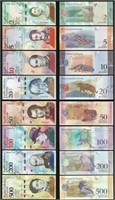 8 x UNC Venezuela Note Lot - 2 to 500
