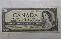 Canada $20 Banknote 1954 BC-41a Beattie - Coyne