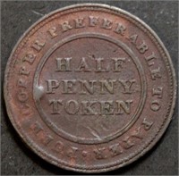 Canada NS-21 1813 Trade & Navigation ½ Penny Token
