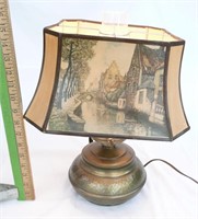 Vintage Lamp with Building Scenes