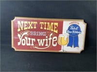 Pabst Blue Ribbon Beer Wood Sign