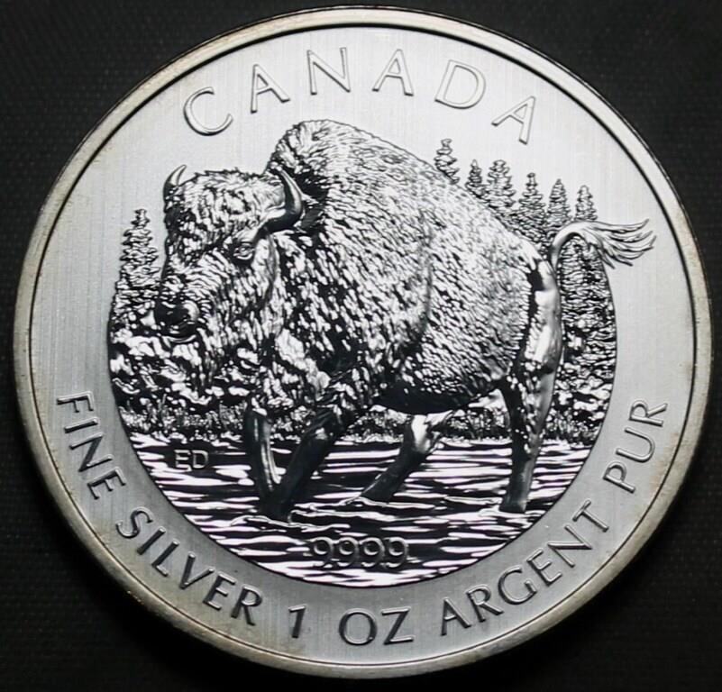 Canada $5 Silver 1oz  Bullion 2013 Bison