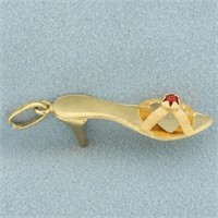 Ruby High Heel Shoe Charm or Pendant in 18k Yellow