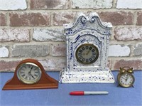 GROUP OF 3 CLOCKS - MINXIE CERAMIC MANTLE CLOCK